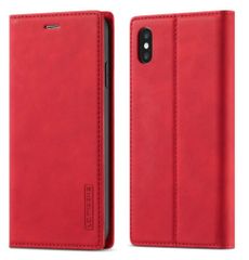 ★LC.IMEEKE iPhone XS スマホケース 手帳型 iPhoneX レッド
