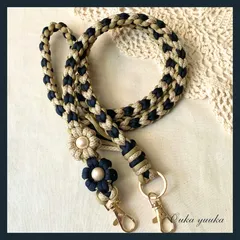 【カシス】パラコード　スマホショルダー　ストラップ　ハンドメイド　お花　120cm (No.15)