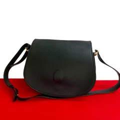 極 美品 カード付き CARTIER カルティエ ヴィンテージ マストライン レザー 本革 ショルダーバッグ ポシェット ブラック 黒 36729