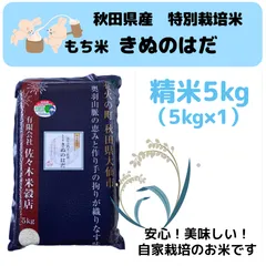 令和7年　秋田県産　特別栽培米「きぬのはだ（もち米）」精米5kgのサムネイル