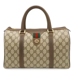 GUCCI グッチ オールドグッチ GGプラス シェリーライン ハンドバッグ ミニボストンバッグ PVC レザー カーキベージュ モカ 40.02.007