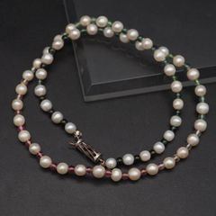 A075 淡水真珠 パール トルマリン PAT. SILVER刻印 ネックレス マルチカラー デザイン シルバー 6月 10月誕生石