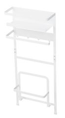 【在庫処分】マグネット収納ラック ホワイト 約W28×D11×H67cm 洗濯機横 プレート Plate ランドリーラック 山崎実業(Yamazaki) ランドリー収納 3309