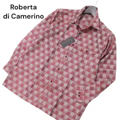 【新品 未使用】 Roberta di Camerino ロベルタ ディ カメリーノ 刺繍 シルク混 長袖 ブロック チェック シャツ Sz.L メンズのサムネイル