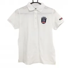 パーリーゲイツ 半袖ポロシャツ 白 サッカー生地 ロゴネイビー  レディース 2(L) ゴルフウェア PEARLY GATES