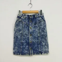 X POINT エックスポイント 日本製 ケミカル デニム フロントボタン タイト スカート 80s 90s 古着 VINTAGE レディース サイズ M LF166