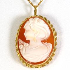 K18YG　ネックレス　necklace　ブローチ　brooch　シェルカメオ　総重量約6.6g　約37cm