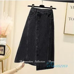 デニムイレギュラースカート ブラック 巻きスカート風 ラップスカート 大きいサイズ XLから４L 女子会細く見える通勤通学20代30代40代50代60代  vii4v552353