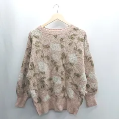 ◇ ⊇ natural couture 花柄 長袖 ニットセーター サイズF ピンク レディース E  【1409100049039】
