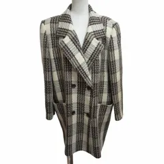 ジバンシィ GIVENCHY GLAMOUR ヴィンテージ ダブルチェスターコート ジャケット ウール アンゴラ混 チェック柄 ベージュ ブラウン 系 13 約Lサイズ 0425 ■GY14のサムネイル