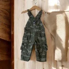 【size70-80相当】オシュコシュ　OSHKOSH オーバーオール　迷彩　9M