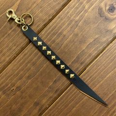 CALEE キャリー スタッズ 編み込み レザーキーリング キーホルダー