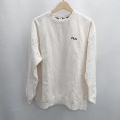 ◇ ⊇ FILA フィラ 裏起毛 長袖 トレーナー サイズF アイボリー メンズ E  【1502060039284】