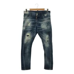 DSQUARED2 ディースクエアード 2020 S74LB0822 S30342 SEXY TWIST JEAN セクシーツイストジーンズ スキニーデニムパンツ 44 インディゴ ダメージ・ペイント・ウォッシュ加工