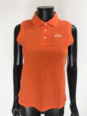 【USED】PEARLY GATES パーリーゲイツ 綿 ノースリーブ ポロシャツ ロゴ刺繍 オレンジ レディース 0 S ゴルフウェア