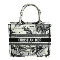 Christian Dior クリスチャンディオール ブックトート スモール トートバッグ ホワイト ブラック M1265ZRHZ M06E レディース 中古 美品