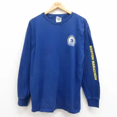 XL/古着 アディダス adidas 長袖 ビンテージ Tシャツ メンズ 00s ボストンマラソン コットン クルーネック 青 ブルー 25aug09 中古