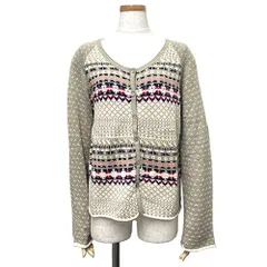 ポロジーンズ カーディガン サイズＭ ベージュ レディース ニット コットン100% ラグランスリーブ Uネック POLO JEANS ラルフローレン ブランド アパレル【中古】【ネコポス配送】