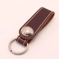 レーデルオガワ製コードバン使用　ベルトループキーホルダー　インディアンヘッドコンチョ付き　茶色