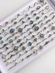 リング レディース セット ヴィンテージ エキゾチック ボヘミアン調 人工石 リング 20個セット カジュアル パーティー プレゼント 日常使い ジュエリー アクセサリー