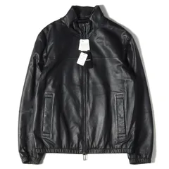 極美品 XL EMPORIO ARMANI レザーパーカー  ニット切替  黒