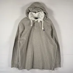 古着 ポロバイラルフローレン Polo by Ralph Lauren 長袖 ラガーシャツ フーディ ワンポイントロゴ刺繍 XL  グレー メンズ