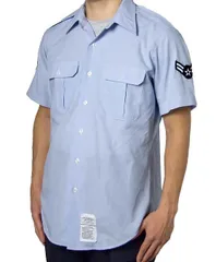 アメリカ空軍 USAF ライトブルー 半袖ドレスシャツ 階級章付 USED AF-SS-UW-のサムネイル