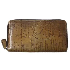 ベルルッティ Berluti 財布 メンズ ブランド 長財布 カリグラフィー レザー ブラウン ラウンドファスナー おしゃれ 【中古】