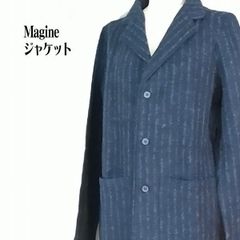 Magine　メンズジャケット　ストライプ　厚地　テーラ－カラ－　パッチポケット