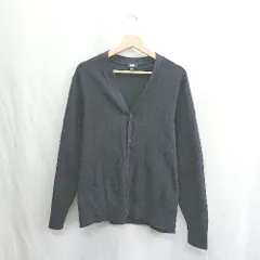 ◇ ⊇ UNIQLO ユニクロ Vネック 長袖 カーディガン サイズL ネイビー レディース メンズ E  【1410290046685】