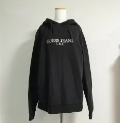 XL GUESS JEANS U S A GUESS(ゲス) ジーンズ ロゴ 黒 フード付きTシャツ