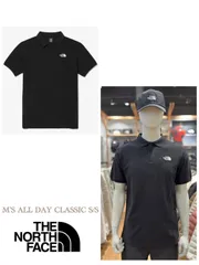 THE NORTH FACE ノースフェイス オールデイ クラシック ポロシャツ コットン メンズ レディース オフィスカジュアル Tシャツ リアルブラック色 海外限定