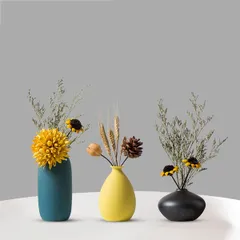 【在庫処分】花瓶 陶器 一輪挿し ミニ おしゃれ フラワーベース 3点セット小さめ 和風花瓶 日本 ブラックセラミック 黑 植木鉢インテリア飾り プレゼント (セット-(ABD-3点入り))