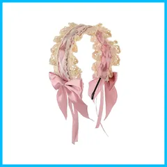 【数量限定】ゴスロリ ヘアアクセサリー メイド風 髪飾り ヘアバンド 超キュート かわいい 蝶結び リボン (ピンク) レース ヘッドドレス コスプレ ロリータ カチューシャ