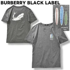 バーバリーブラックレーベル BURBERRY BLACK LABEL サーフィンプリント 半袖 クルーネック Tシャツ カットソー トップス 2 グレー メンズ