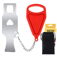 新品 大人スタイルナビ 防犯 ドアロック ドアチェーン 内鍵 携帯用 後付け セキュリティ ワイヤー 鍵 扉 ロック 簡易 ホームセキュリティ ポータブル ホテル 部屋 室内鍵 穴あけ不要 内側 内開き 両開き 旅行 盗難防止（１個）