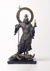 仏教工芸品 総楠製 井波彫刻 極上彫 木彫仏像 毘沙門天立像 - メルカリ
