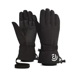 MonikaSun スキーグローブ 防寒グローブ スポーツグローブ スノボーグローブ アウトドアグローブ ハンドカフ付き 手袋 冬用 撥水加工 滑り止め 紛失防止 保温 厚手 通気性 クライミンググローブ バイク 登山 レディース メンズ ブラック M