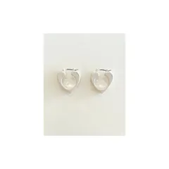 「ハート型ピアス」「ハートモチーフ」「フープピアス」「シルバーピアス」「ホワイトシルバーピアス」WhiteSilver Pierce #4