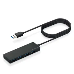 【新着商品】ブラック ケーブル1.5m Aポート×4 MacBook/Surface/Chromebook他 USB3.0 【超小型・軽量設計】 U3H-FC04BBK ノートPC対応 USBハブ エレコム