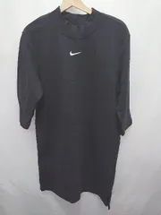 ◇ ⊇ NIKE ナイキ 裏起毛 スウェット 七分袖 ミニ ワンピース サイズL ブラック レディース E  【1411070018632】