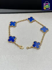 [Van Cleef & Arpels] ヴァンクリーフ＆アーペル 四つ葉のクローバー ブルーカルセドニー ファイブフラワー ブレスレット｜本日限定特価｜新品未使用-WTO輸入1-AC01