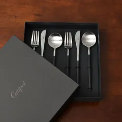 Cutipol クチポール GOA ブラック ディナー6本セット カトラリー ギフト ゴア おしゃれ ディナー 結婚祝い 新築祝い フォーク ナイフ スプーン カトラリーセット 食器 ステンレス 食洗機 シルバー プレゼント 箱入り 高級 北欧 キッチン