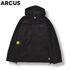 【テック系】 アーカス ARCUS フーデット ナイロン ジャケット ジップ パーカー 裏地 メッシュ ジャンパー ウィンドブレーカー L相当 ブラック アウトドア カジュアル ウェア メンズ