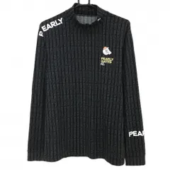 【美品】パーリーゲイツ 長袖ハイネックシャツ 黒×白 ロゴストライプ BALLくん メンズ 5(L) ゴルフウェア 2024年モデル PEARLY GATES