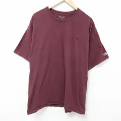 XL/古着 チャンピオン champion 半袖 ブランド Tシャツ メンズ ワンポイントロゴ 大きいサイズ コットン クルーネック エンジ 25may26 中古