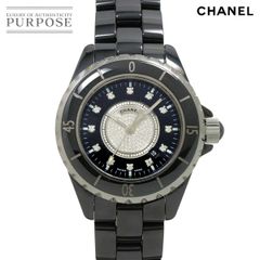 シャネル CHANEL J12 33mm H2122 レディース 腕時計 12P ダイヤ デイト ブラック セラミック センターダイヤ クォーツ ウォッチ 90288936