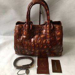 美品 JRA認定 クロコダイル レザー バッグ ショルダー付き