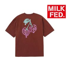 ミルクフェド tシャツ Tシャツ milkfed MILKFED GLITTER MELTY CHERRIES S/S TEE 103252011005 レディース 茶色 茶 ブラウン ティーシャツ ブランド ティシャツ おしゃれ 可愛い チェリー さくらんぼ