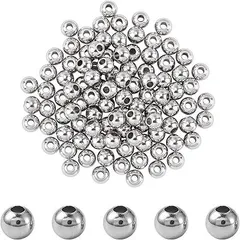 【在庫処分】Coollooda メタルビーズ ラウンドビーズ 約100個 3mm 304ステンレス シルバー メタル ビーズ 小粒 アクセサリー パーツ スペーサービーズ 金属ボール ジュエリー DIY用 手芸用品 手作り素材 アクセサリーパーツ